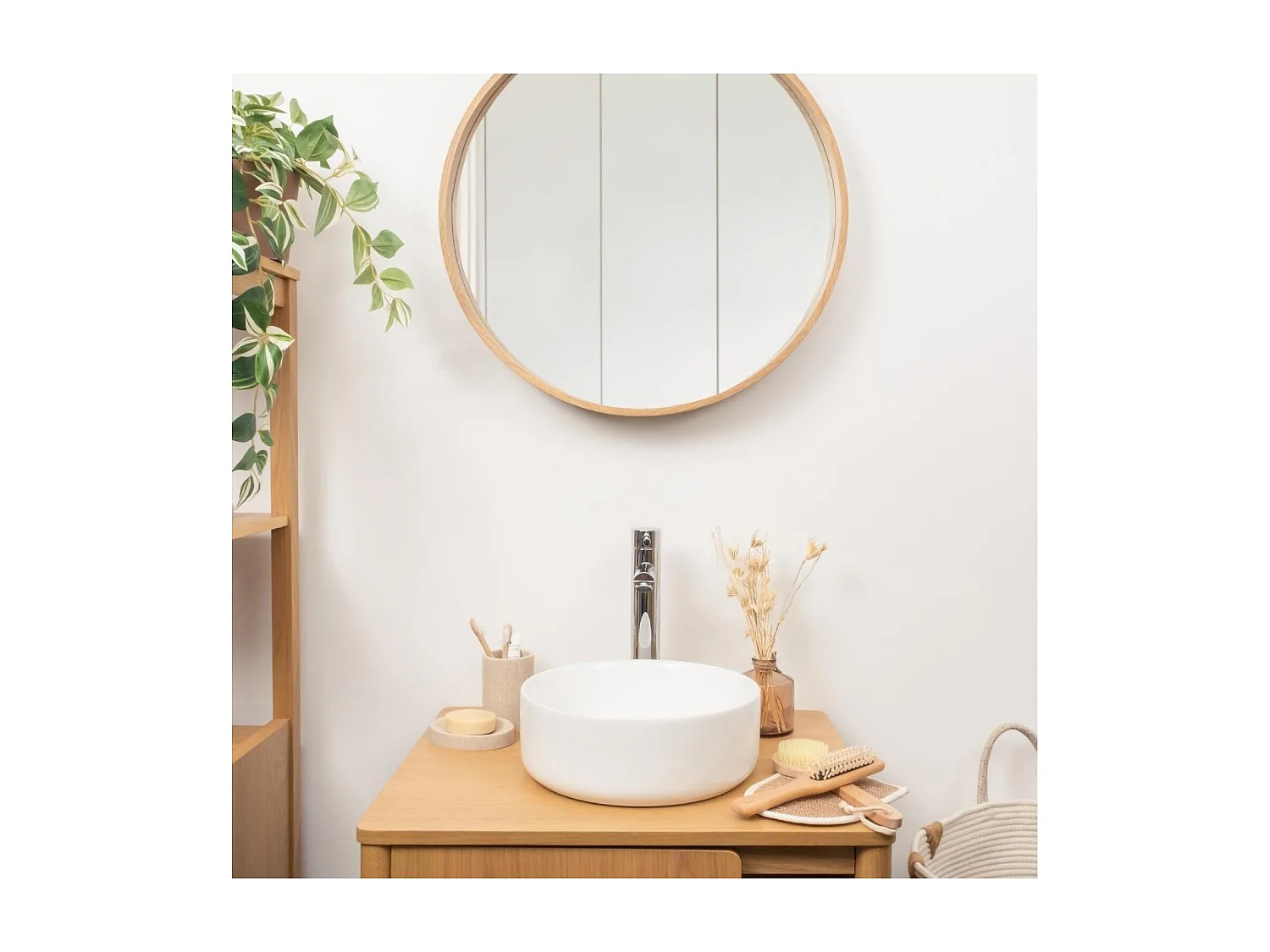 MII 30 cm rundes Aufsatzwaschbecken aus weißer Keramik