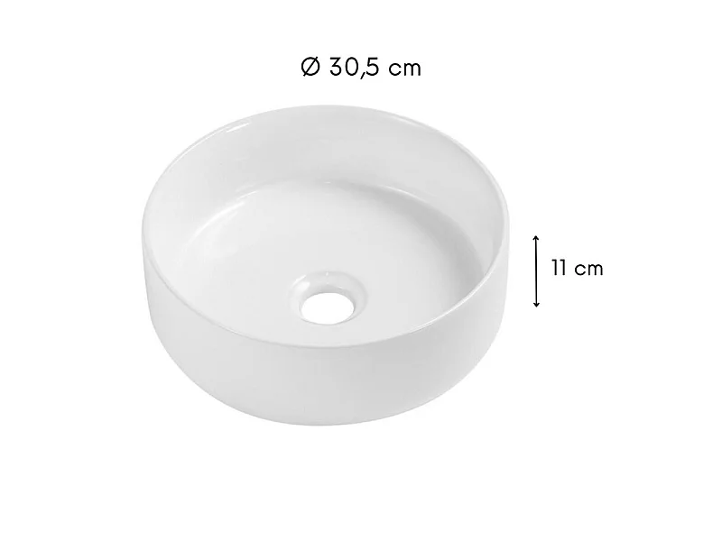 Umywalka nablatowa okrągła biała ceramiczna MII 30cm