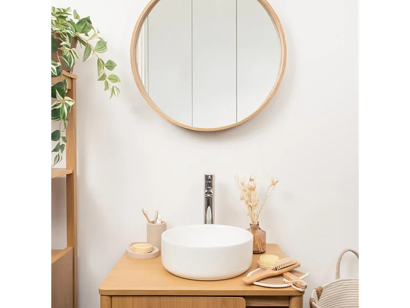 Umywalka nablatowa okrągła biała ceramiczna MII 30cm