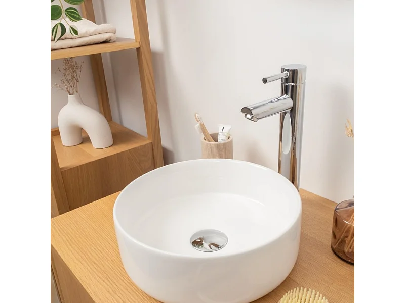Umywalka nablatowa okrągła biała ceramiczna MII 30cm