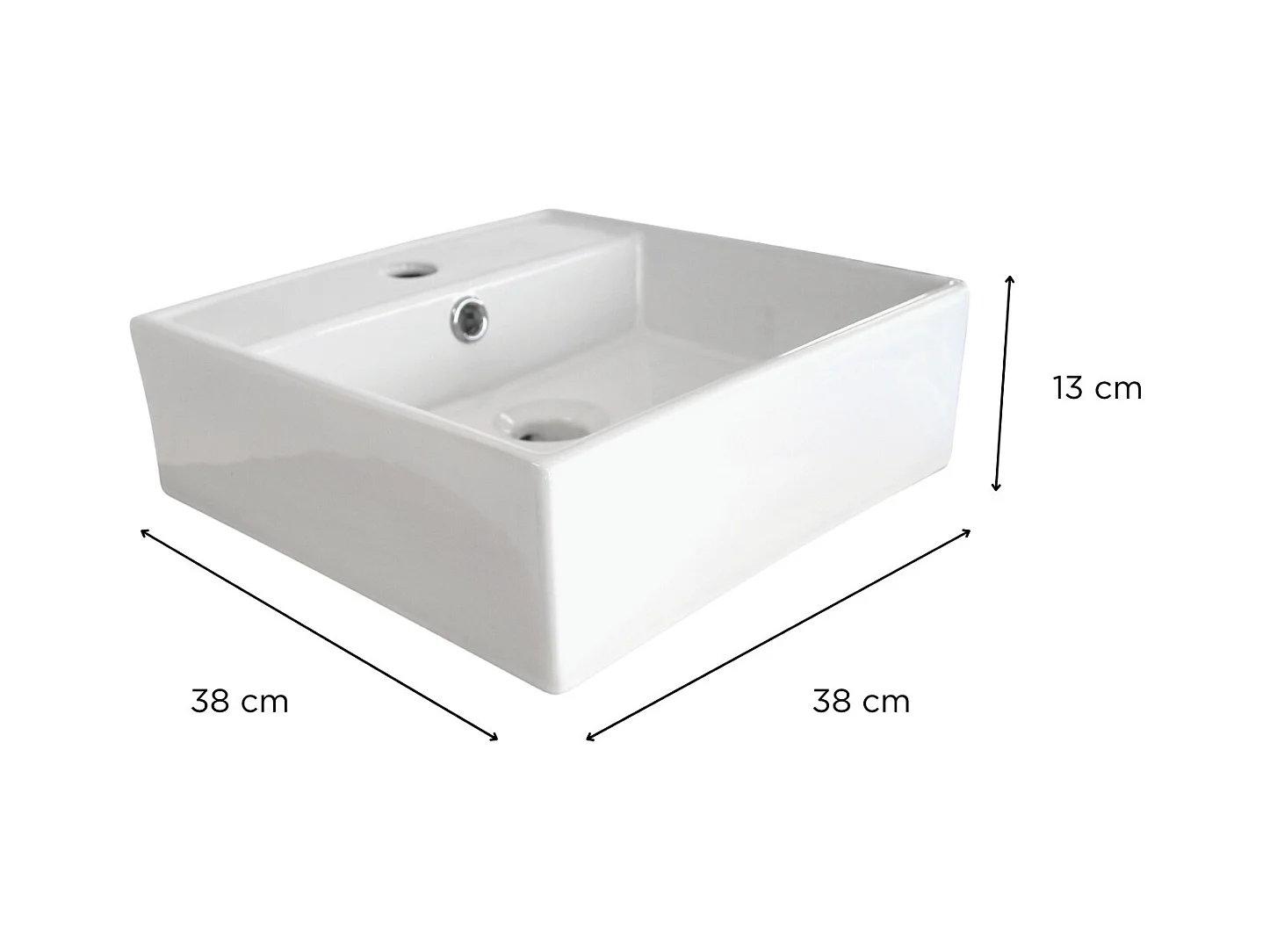 Lavabo cuadrado de apoyo + grifo + válvula NINO