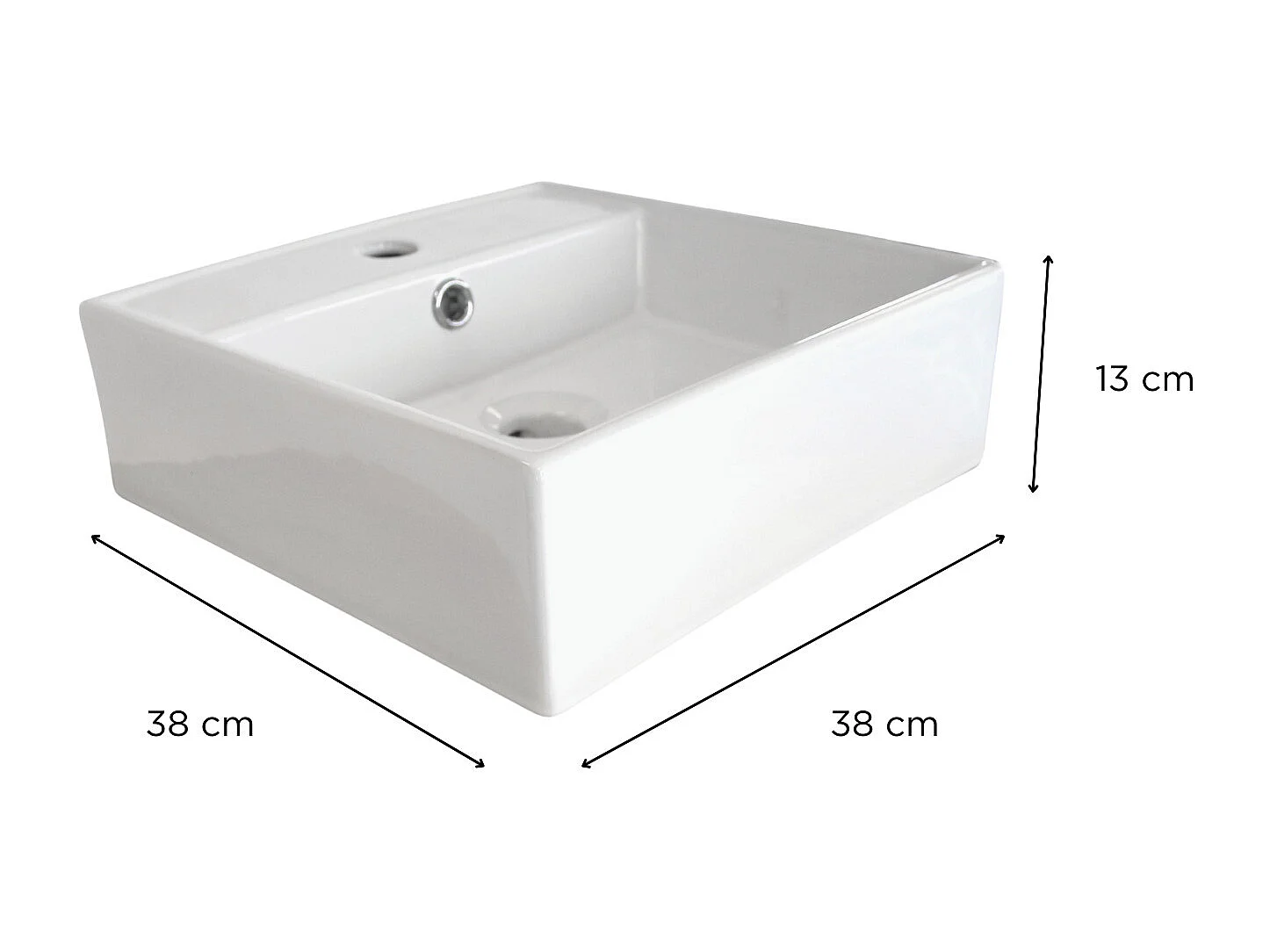 NINO vierkante opzetwastafel + kraan + afvoer