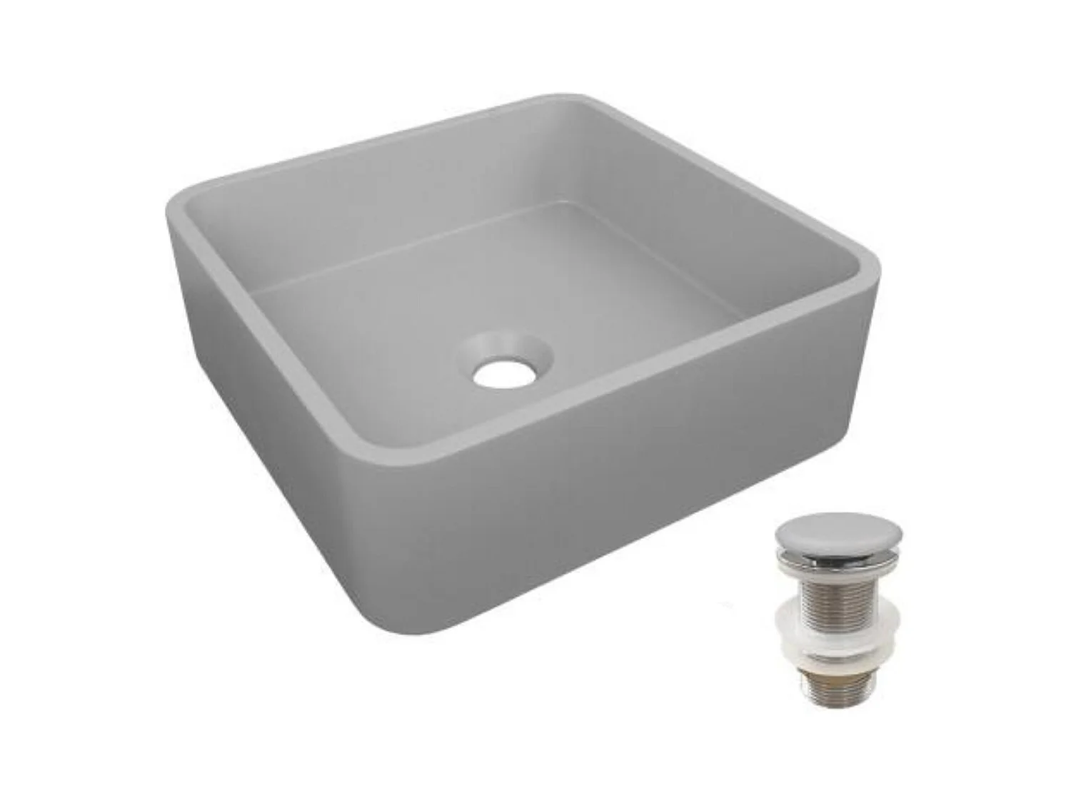 Lavabo cuadrado de concreto 36x36cm + válvula ARTEA