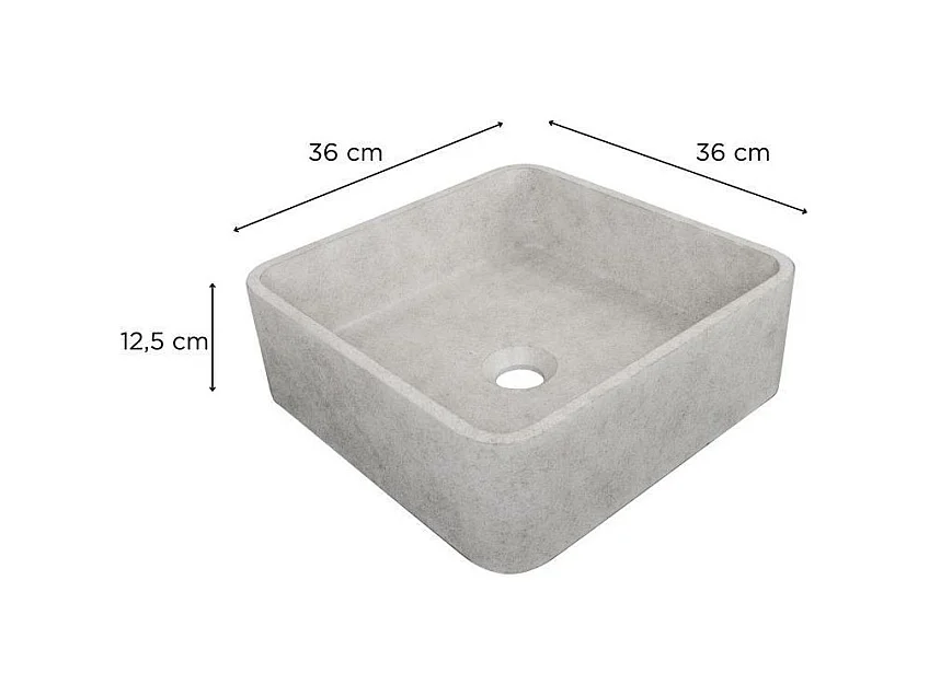 Lavabo cuadrado de concreto 36x36cm + válvula ARTEA