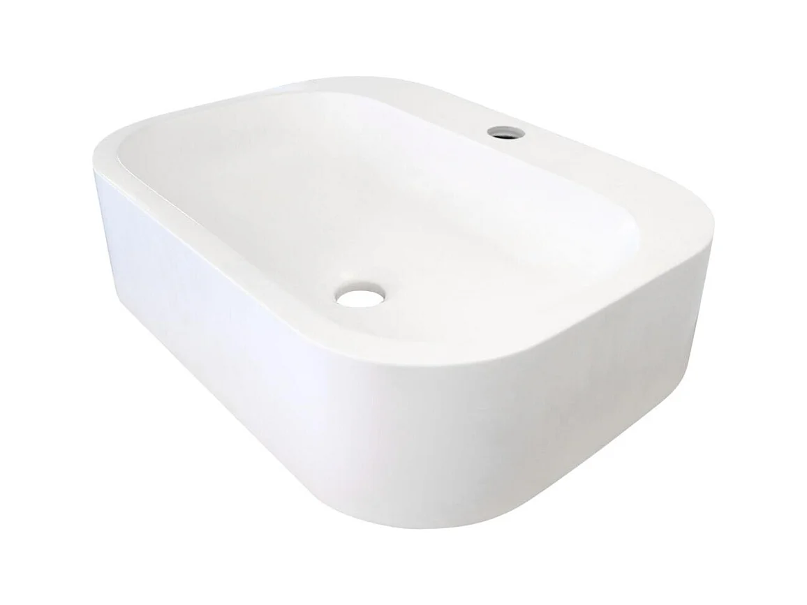 Vasque à poser rectangle en en résine blanche 50x37cm