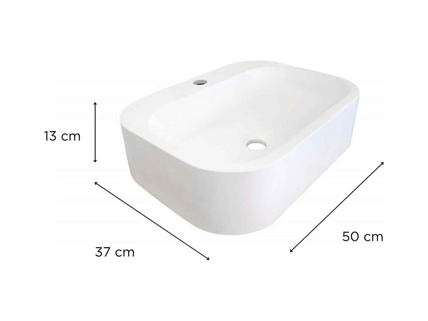 Vasque à poser rectangle en en résine blanche 50x37cm