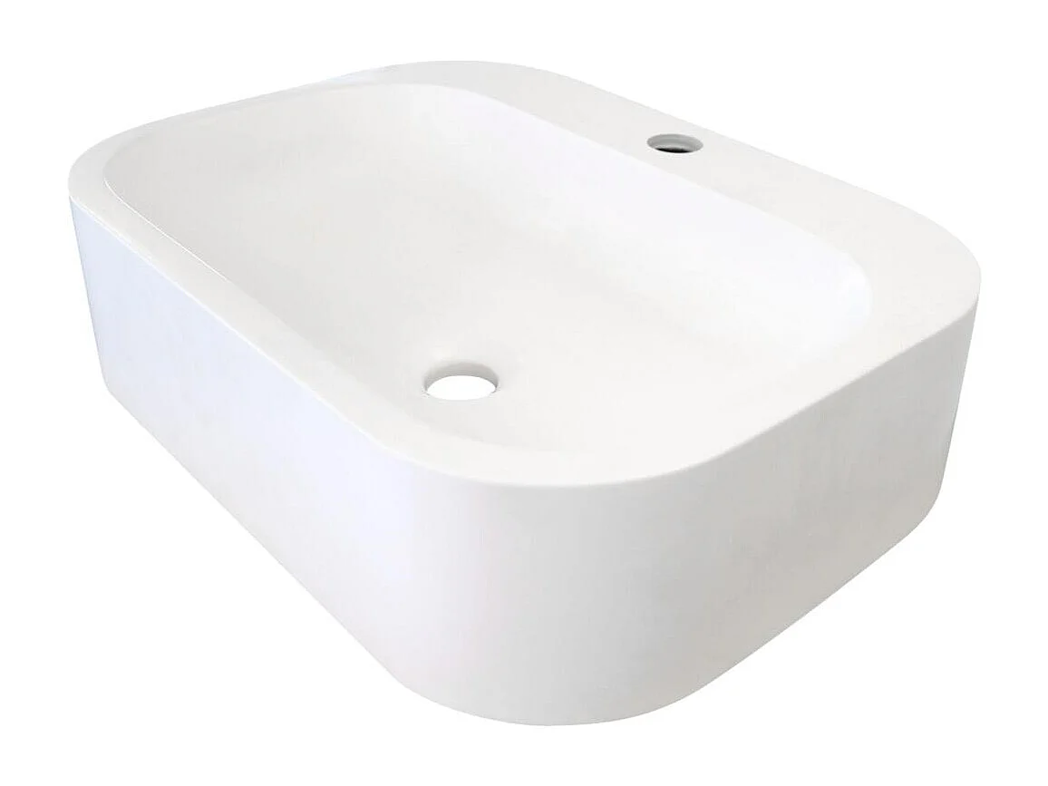 Lavatório independente oval em resina 50 x 37 cm ITO Branco brilhante