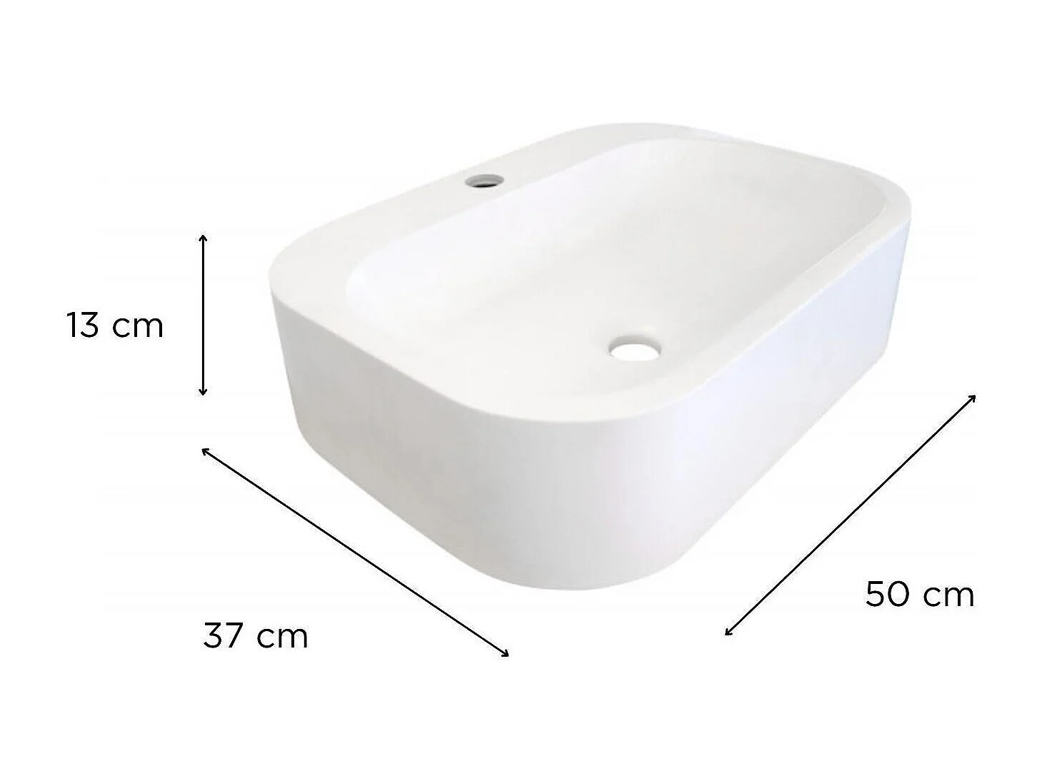 Lavatório independente oval em resina 50 x 37 cm ITO Branco brilhante