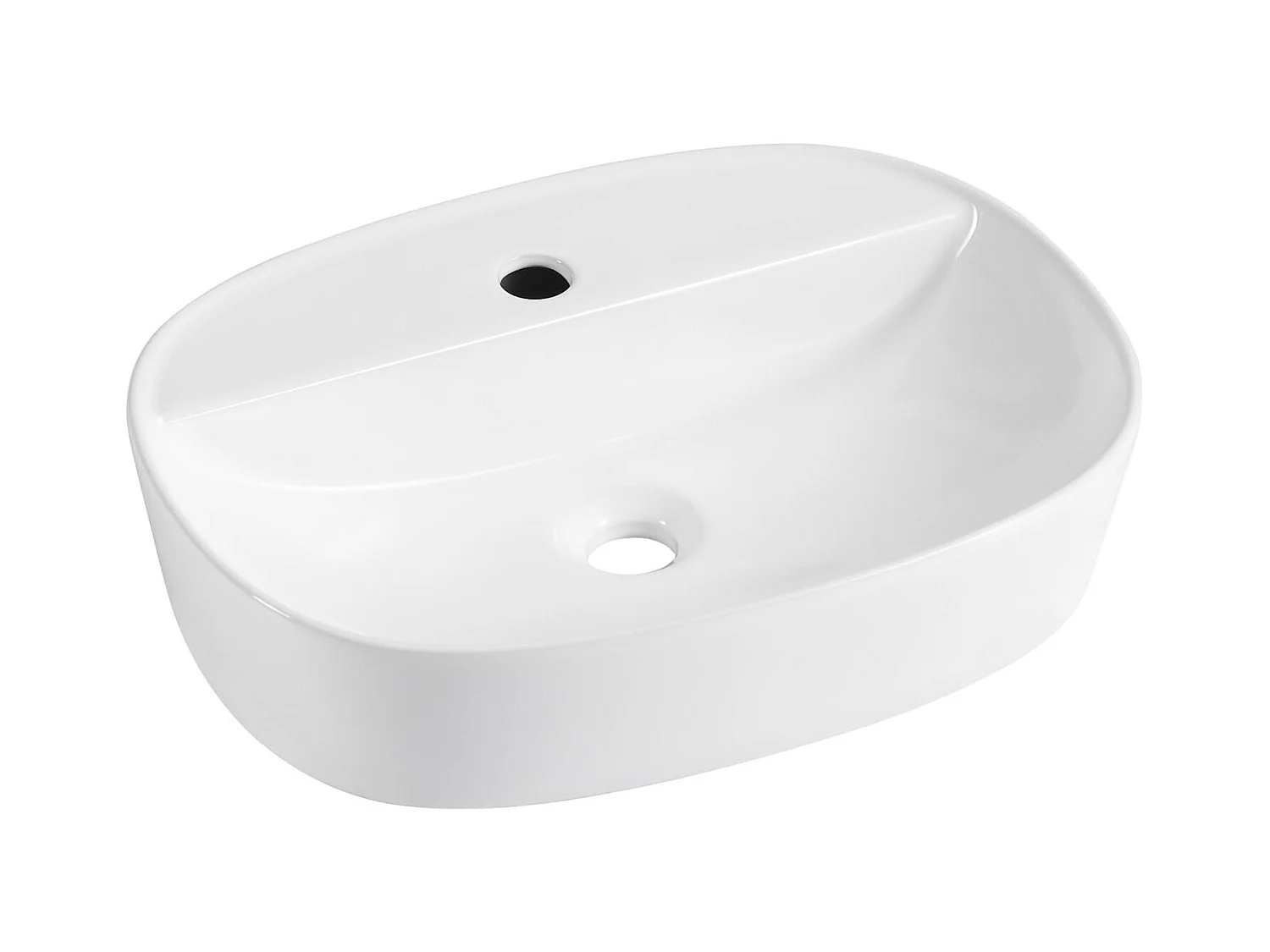 Lavabo ovale da appoggio in ceramica bianca ADAM 50x38cm