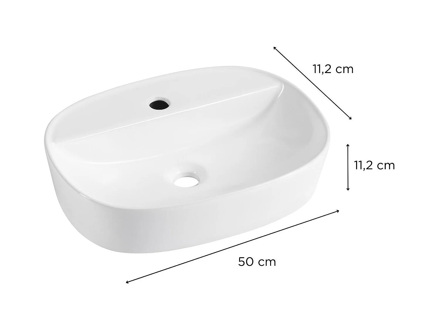 Lavabo ovale da appoggio in ceramica bianca ADAM 50x38cm