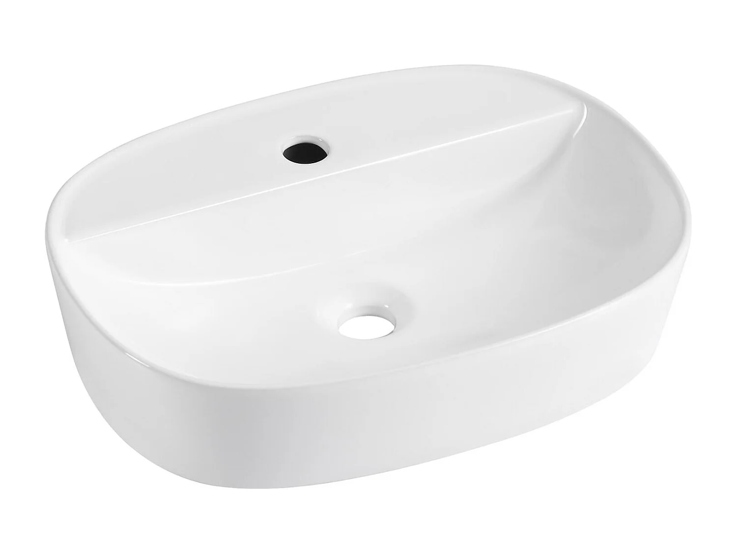 ADAM 50x38cm ovales Aufsatzwaschbecken aus weißer Keramik