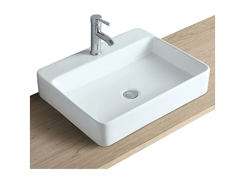 ANDY 60x49cm rechteckiges Wand- oder Aufsatzwaschbecken aus weißer Keramik