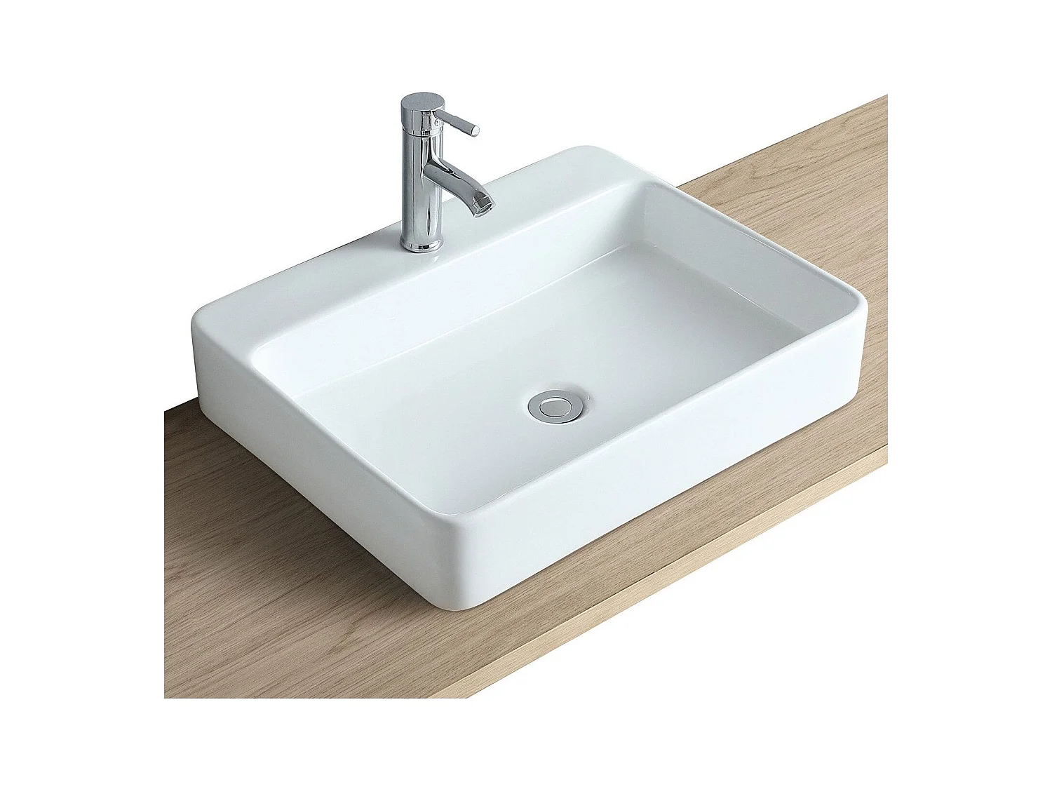 Lavabo rectangular suspendido o de sobre encimera de cerámica blanca ANDY 60x49cm