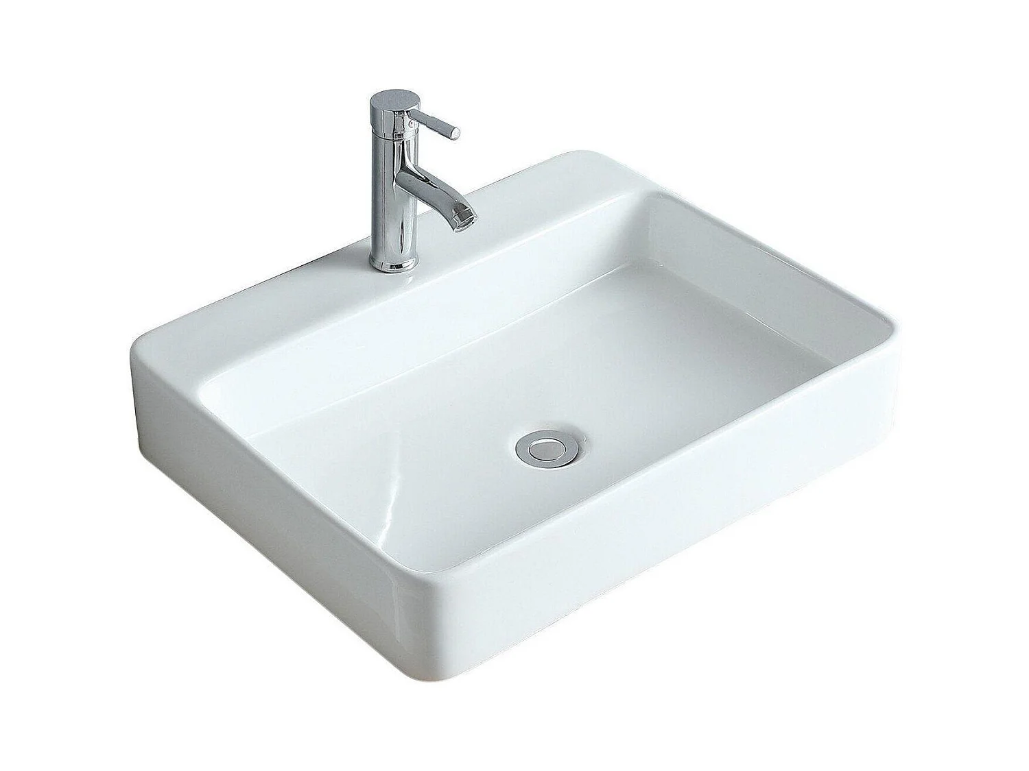 Lavabo rectangular suspendido o de sobre encimera de cerámica blanca ANDY 60x49cm