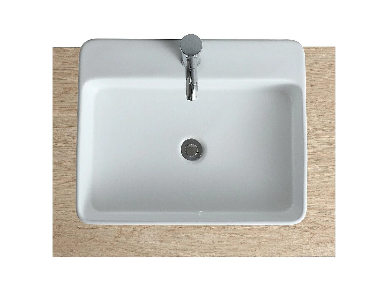 Lavabo rectangular suspendido o de sobre encimera de cerámica blanca ANDY 60x49cm