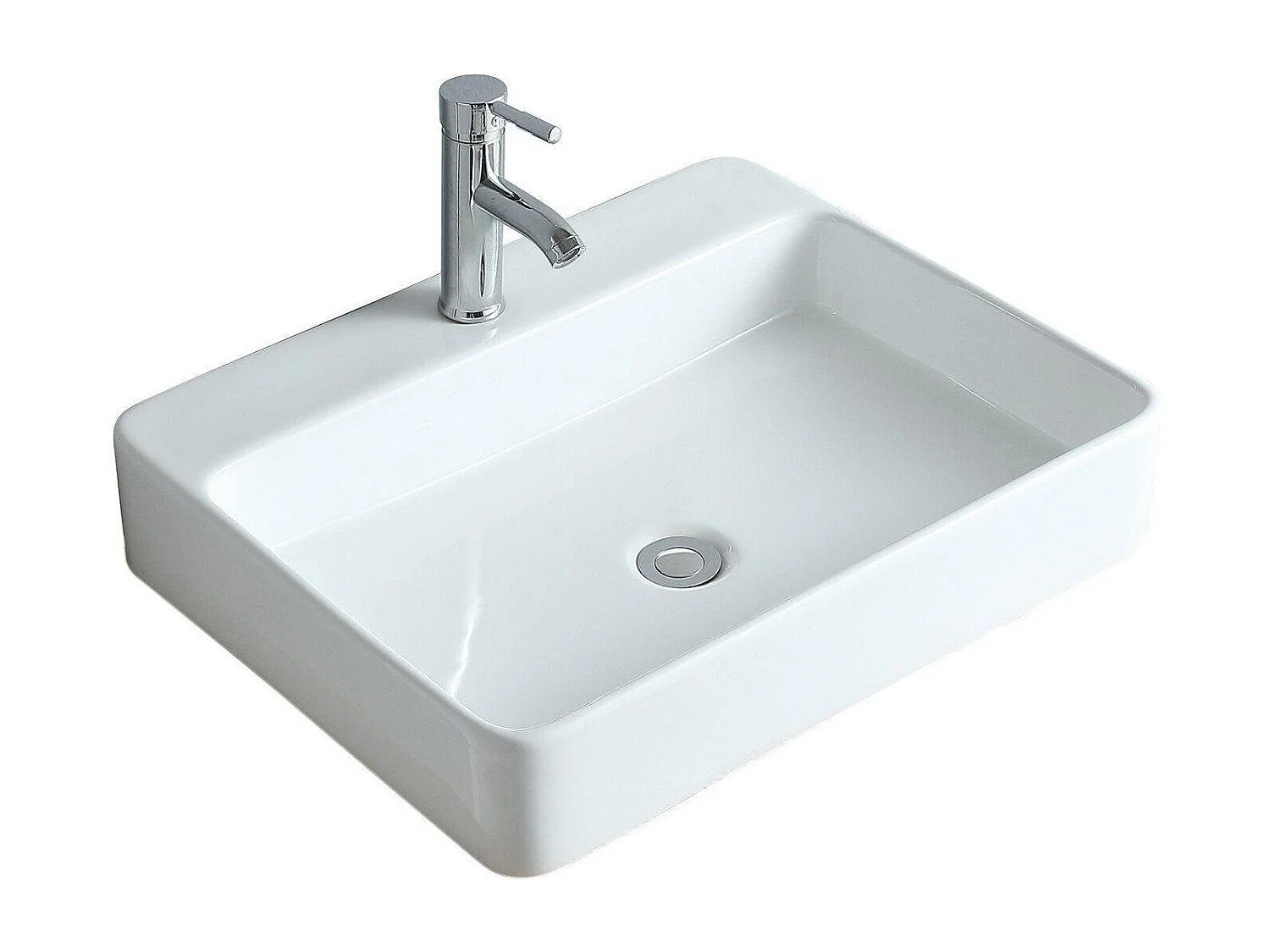 ANDY 60x49cm rechteckiges Wand- oder Aufsatzwaschbecken aus weißer Keramik