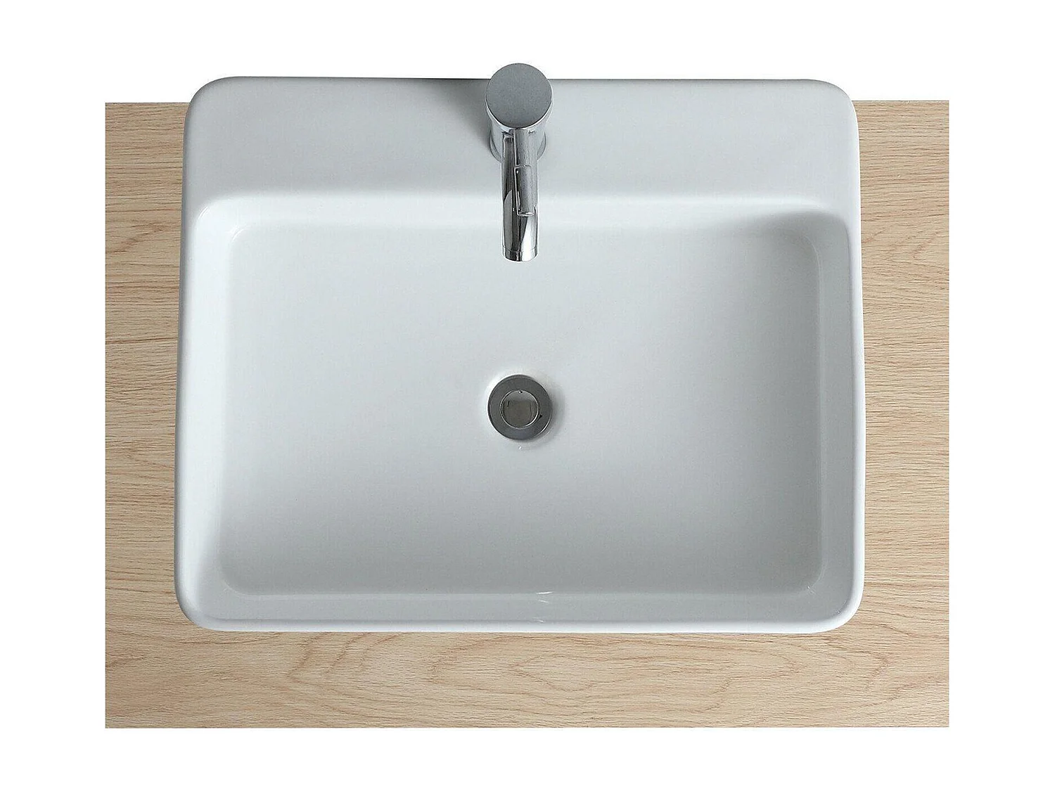 ANDY 60x49cm rechteckiges Wand- oder Aufsatzwaschbecken aus weißer Keramik