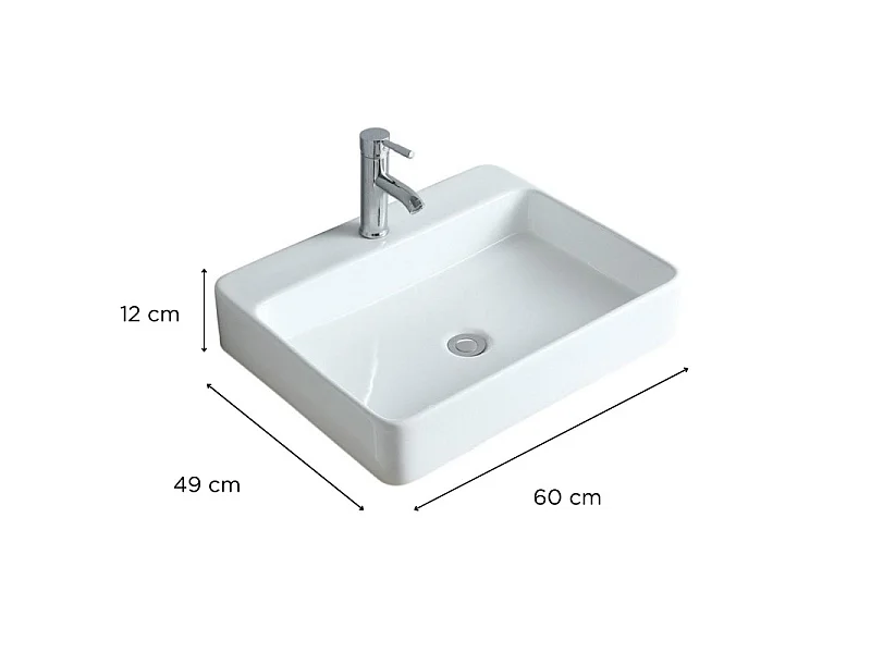 ANDY 60x49cm biała ceramiczna prostokątna umywalka ścienna lub blatowa