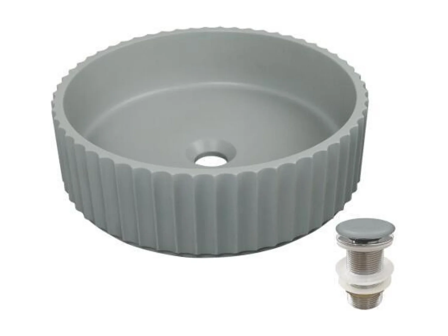 IVILI Strukturbeton-Aufsatzwaschbecken 39,8x39x8cm + Ablauf