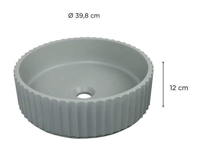 IVILI Strukturbeton-Aufsatzwaschbecken 39,8x39x8cm + Ablauf