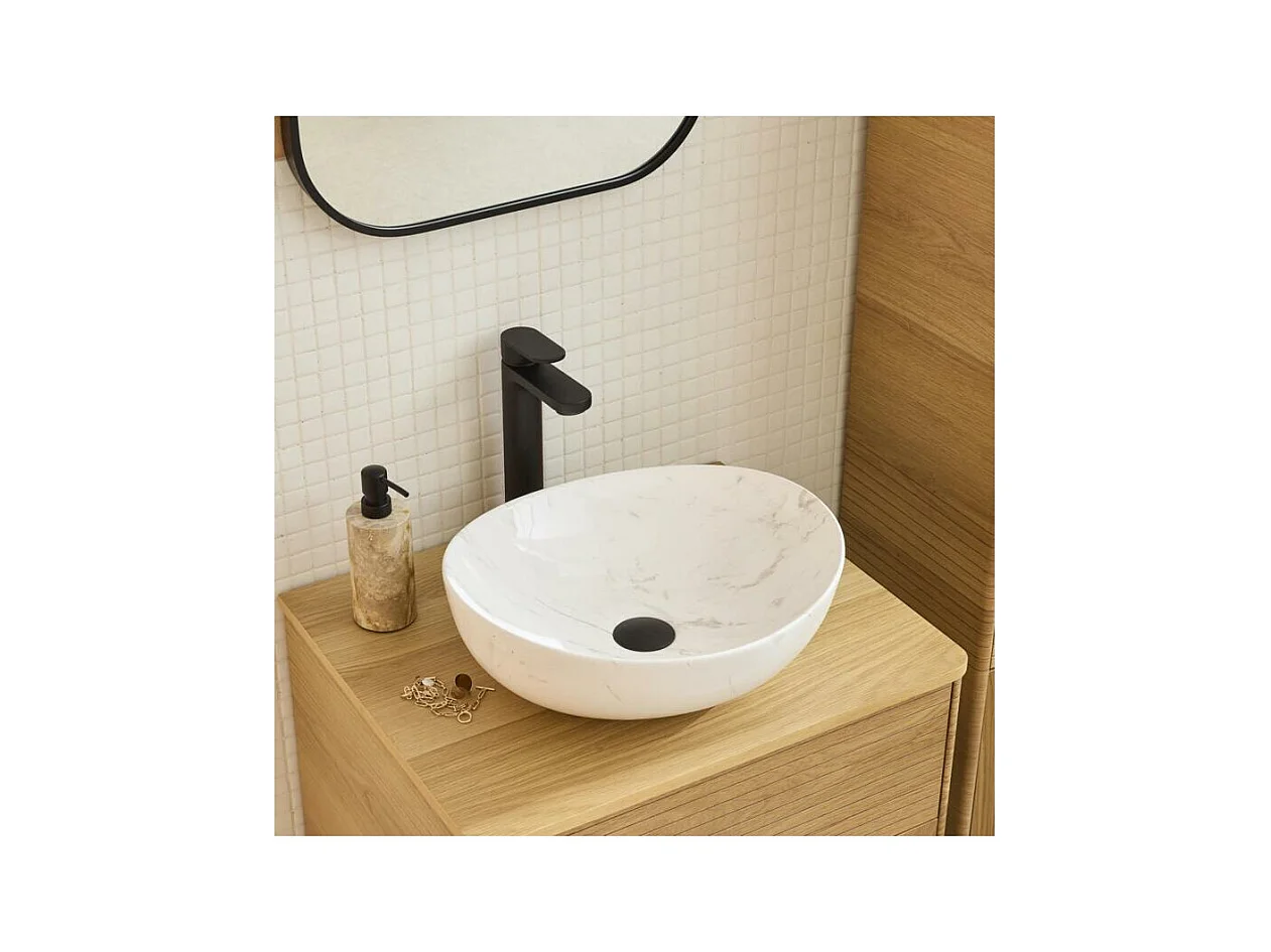 Vasque à poser ovale en céramique 42x37cm