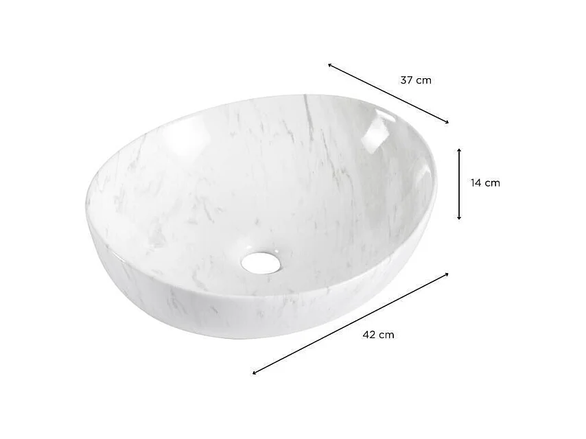 Vasque à poser ovale en céramique 42x37cm