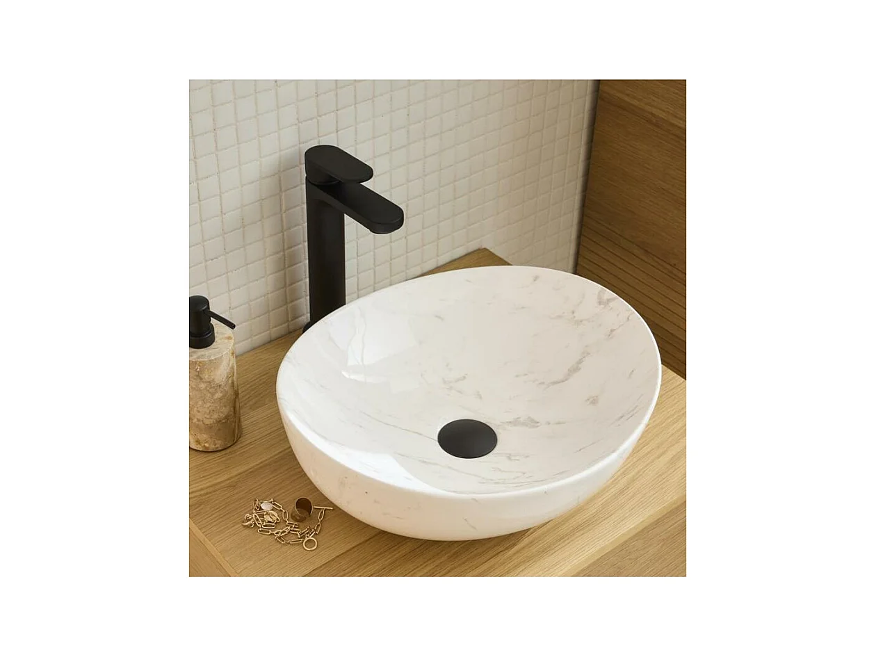 Vasque à poser ovale en céramique 42x37cm