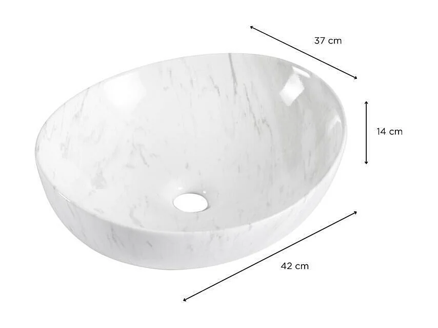 ANNA ovale keramische opzetwastafel 42x37cm