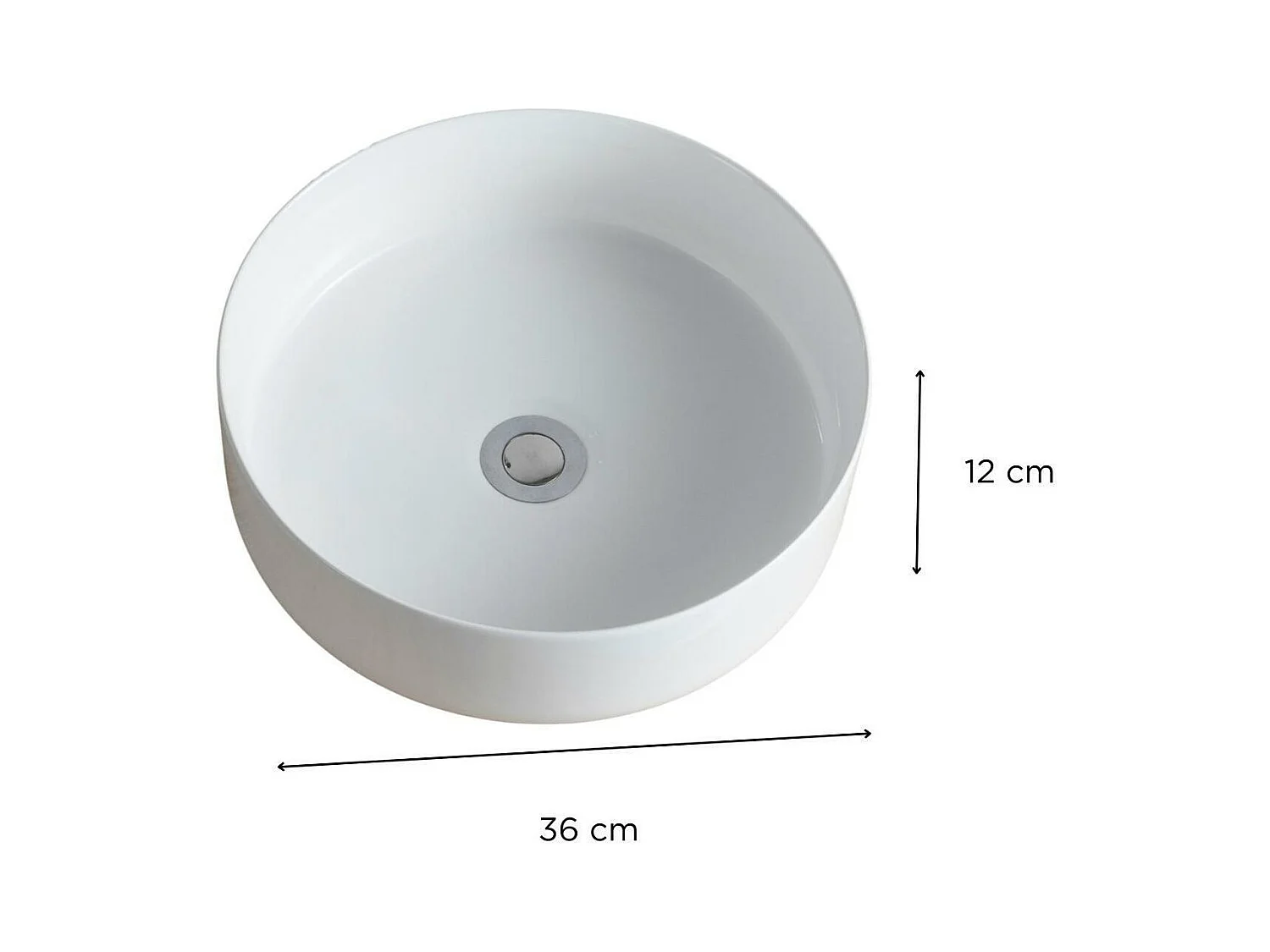 Ronde opzetwastafel 36x36cm + kraan + DIEGO afvoer