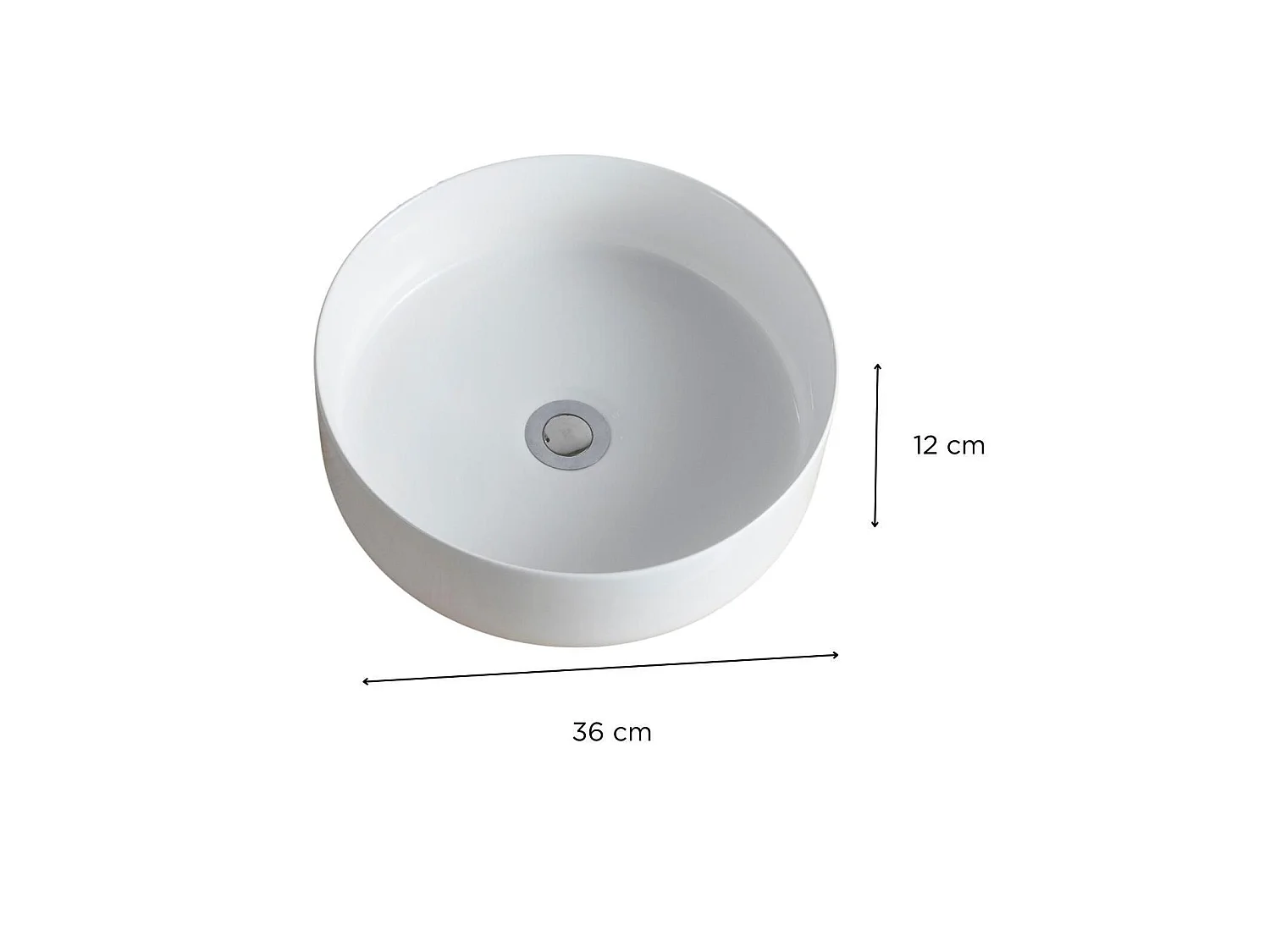 Vasque à poser ronde 36x36cm DIEGO + robinet + bonde