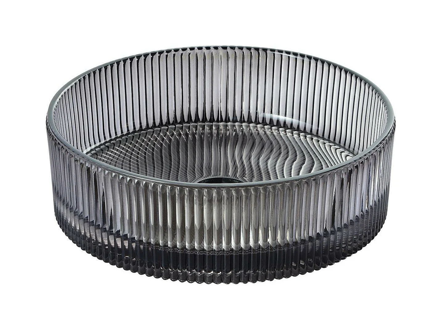 TALLY 36 cm rundes Aufsatzwaschbecken aus schwarzem Strukturglas