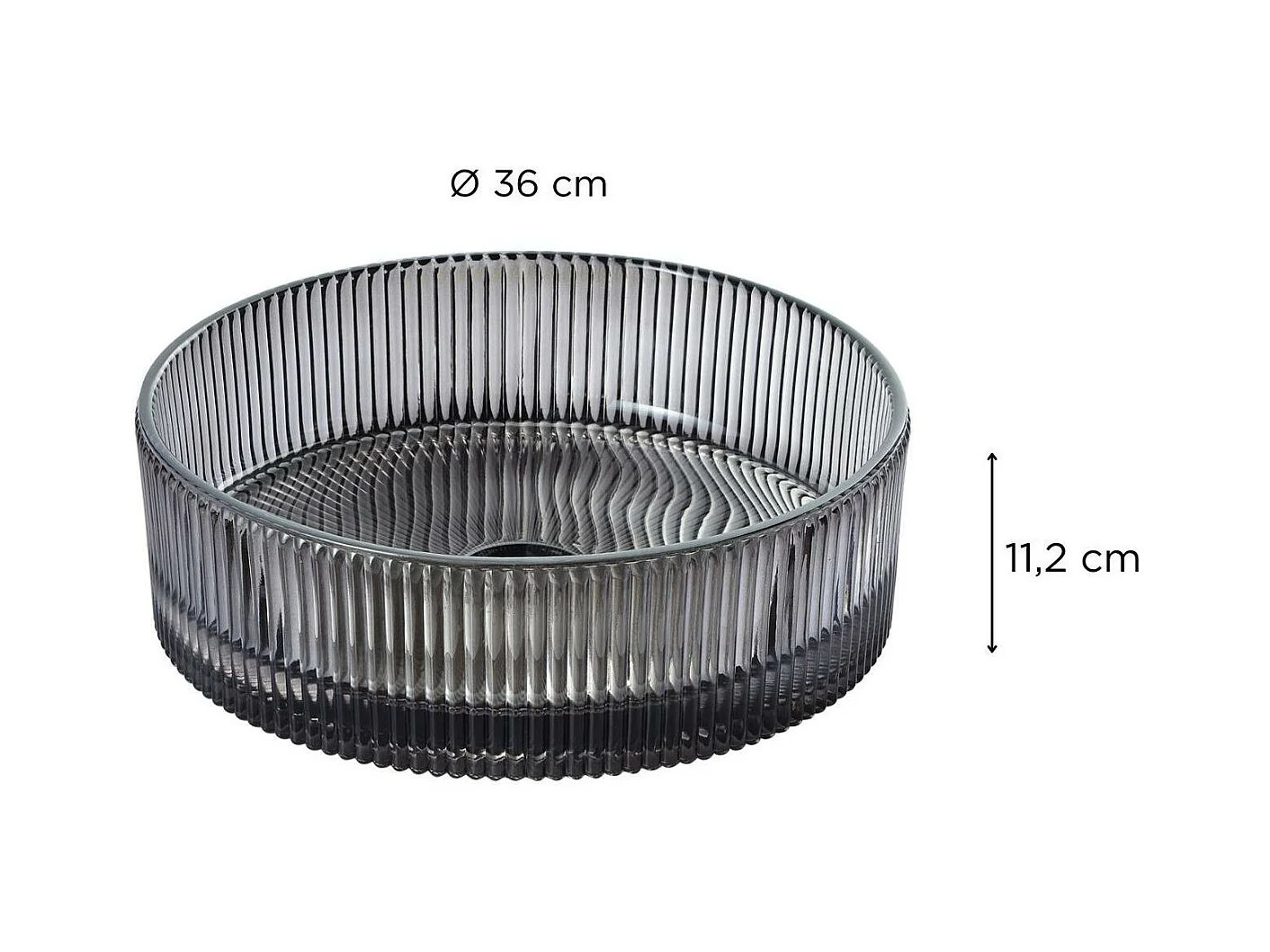TALLY 36 cm rundes Aufsatzwaschbecken aus schwarzem Strukturglas