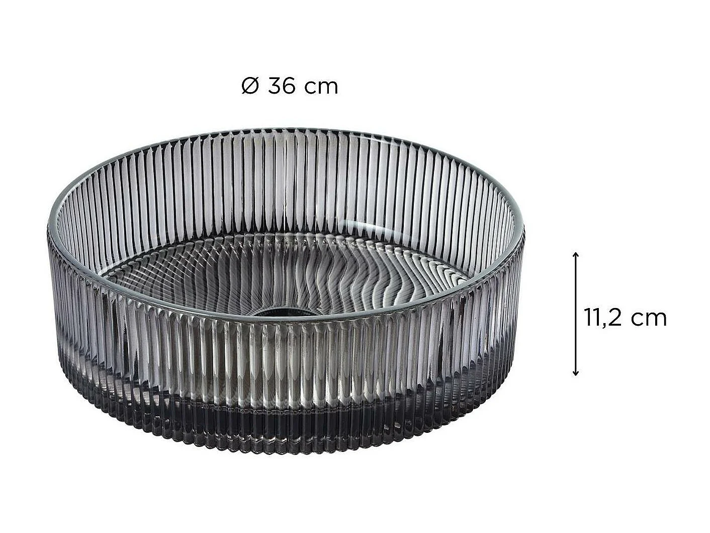 TALLY 36cm ronde zwarte getextureerde glazen wastafel