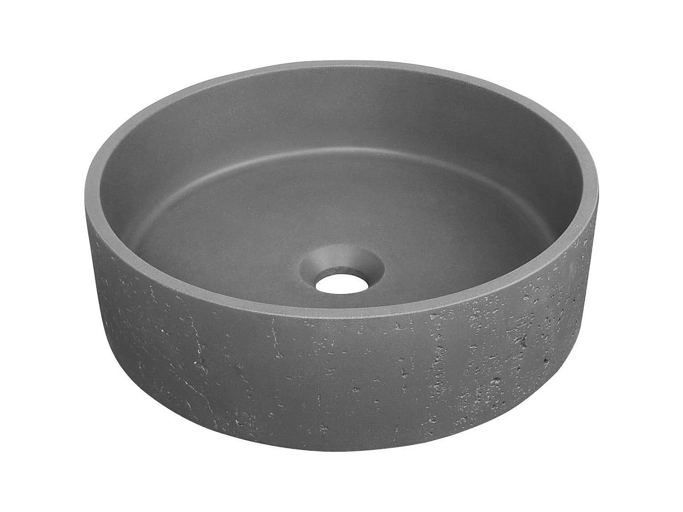 Lavabo sobre encimera redondo SANDY de 39 cm en cemento travertino gris