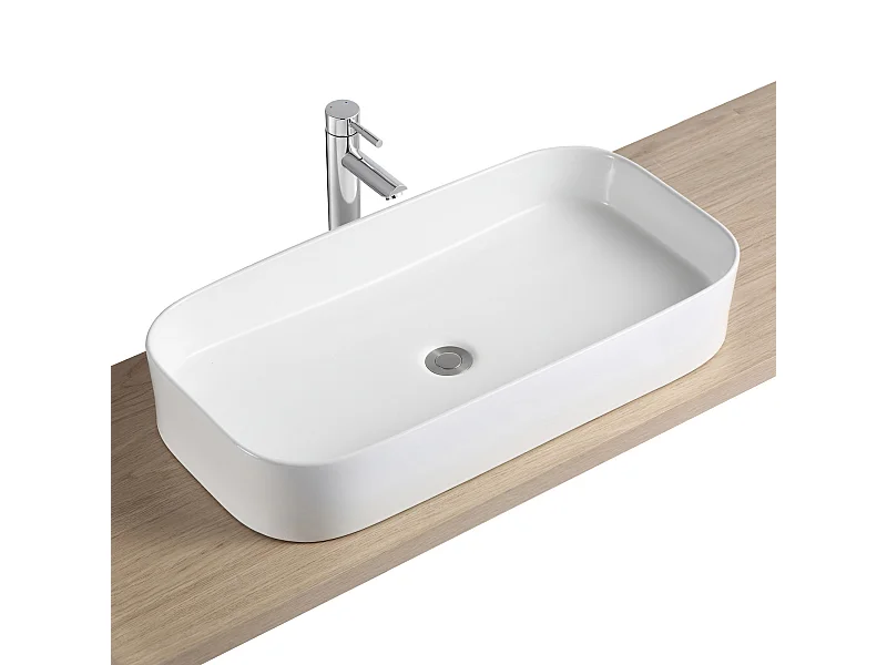 JOSY 75x39cm witte keramische rechthoekige opzetwastafel