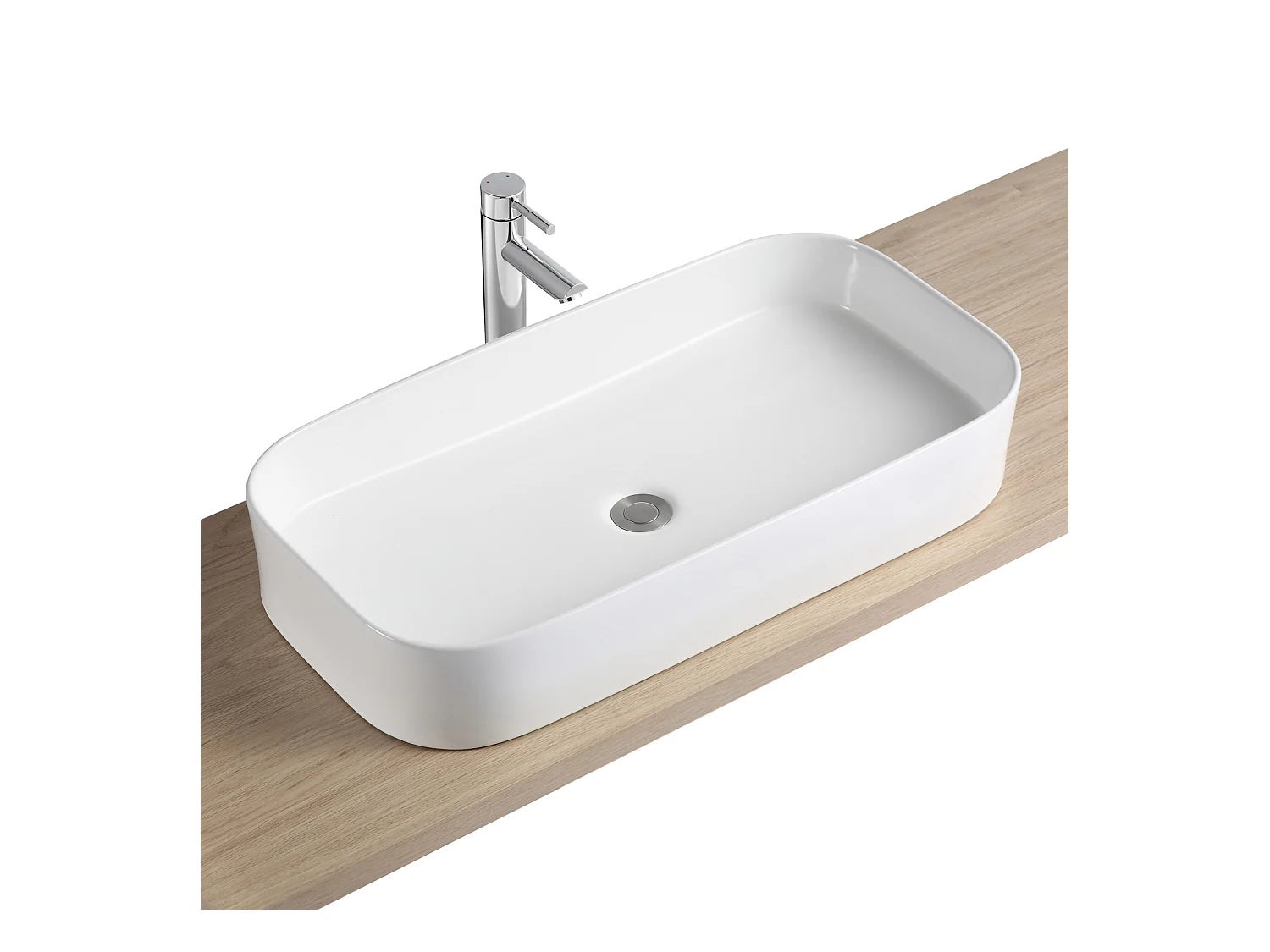 Lavabo rettangolare in ceramica bianca JOSY 75x39cm