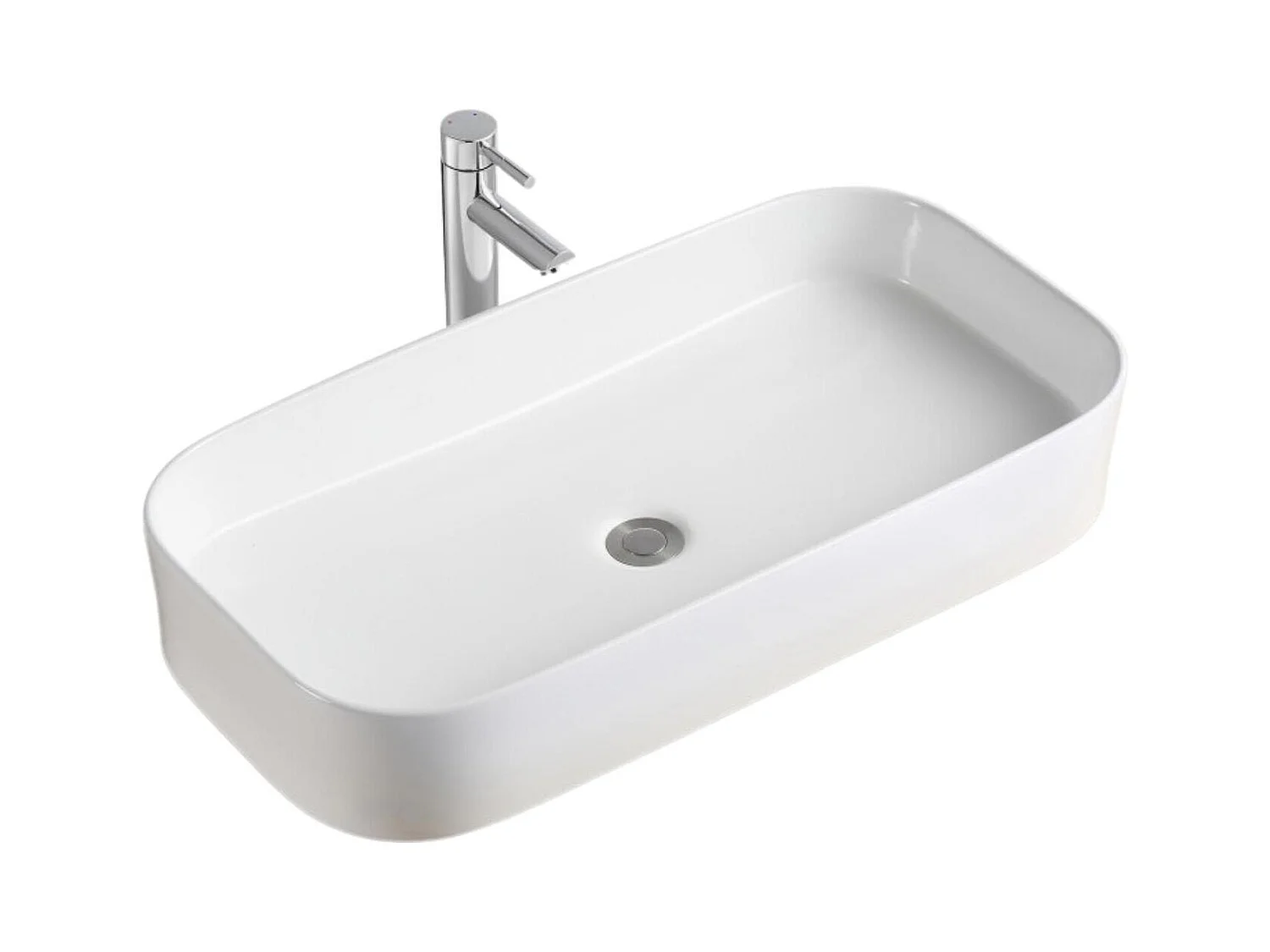 Lavabo rettangolare in ceramica bianca JOSY 75x39cm
