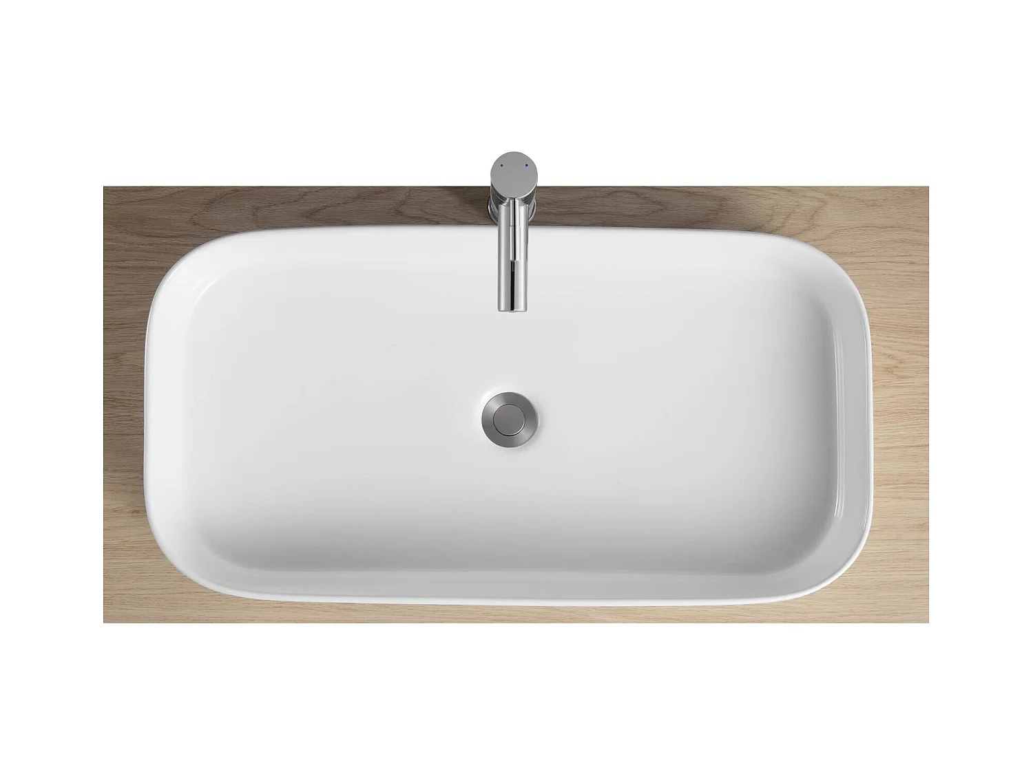 Lavabo rettangolare in ceramica bianca JOSY 75x39cm