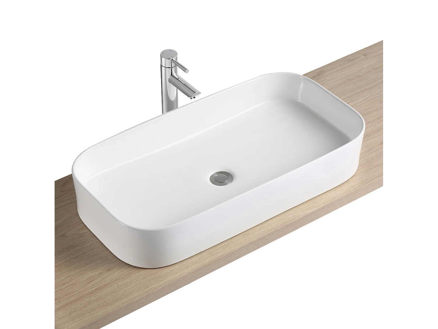 JOSY 75x39cm witte keramische rechthoekige opzetwastafel