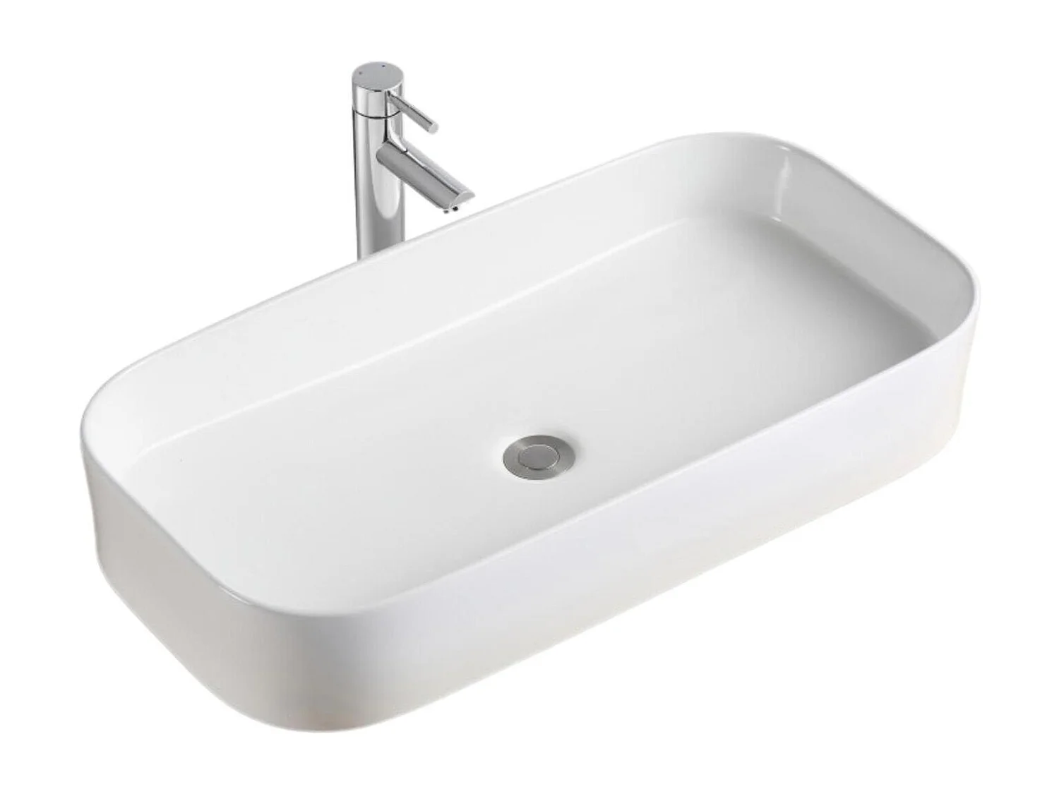 JOSY 75x39cm witte keramische rechthoekige opzetwastafel