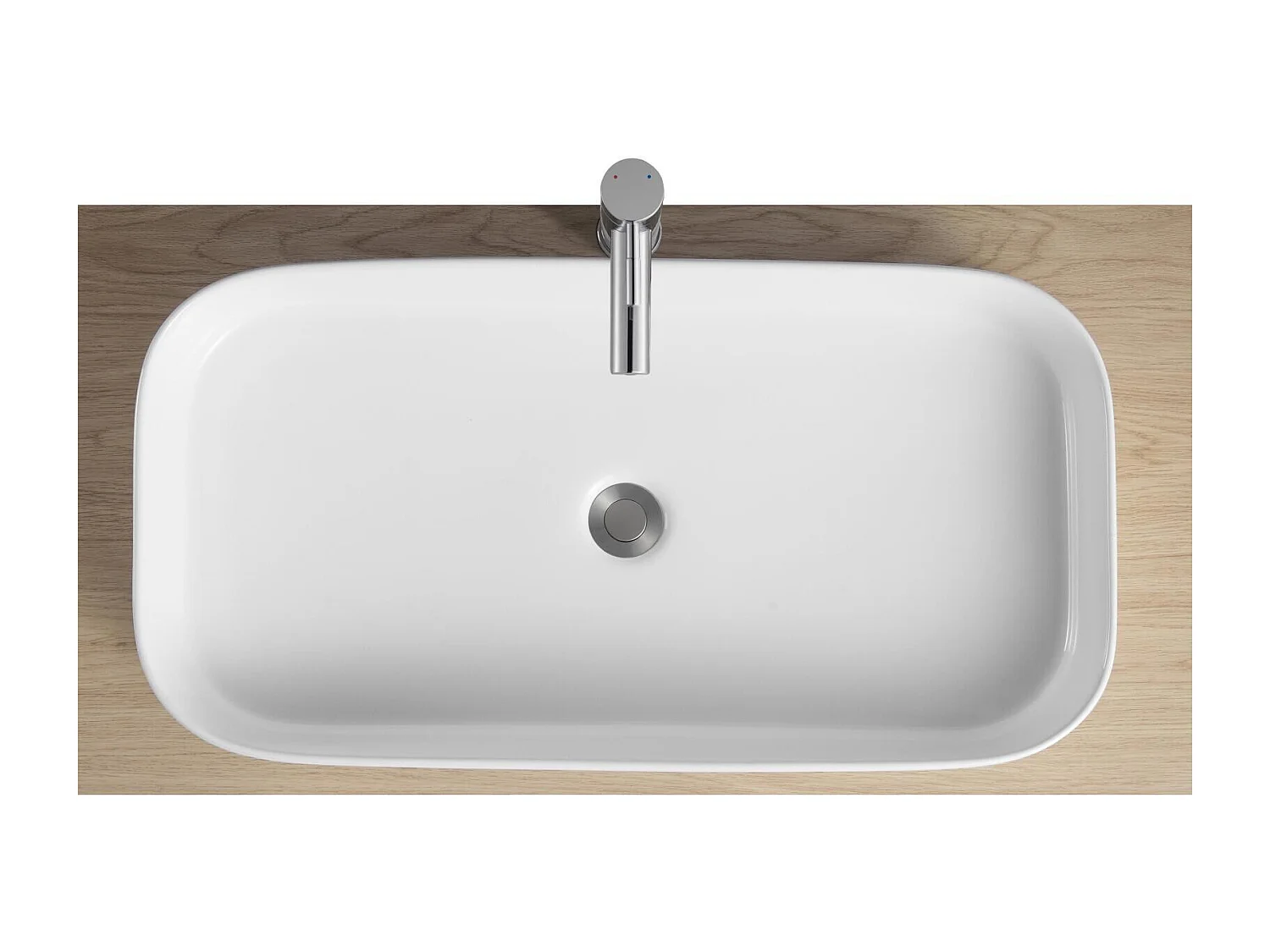 JOSY 75x39cm witte keramische rechthoekige opzetwastafel