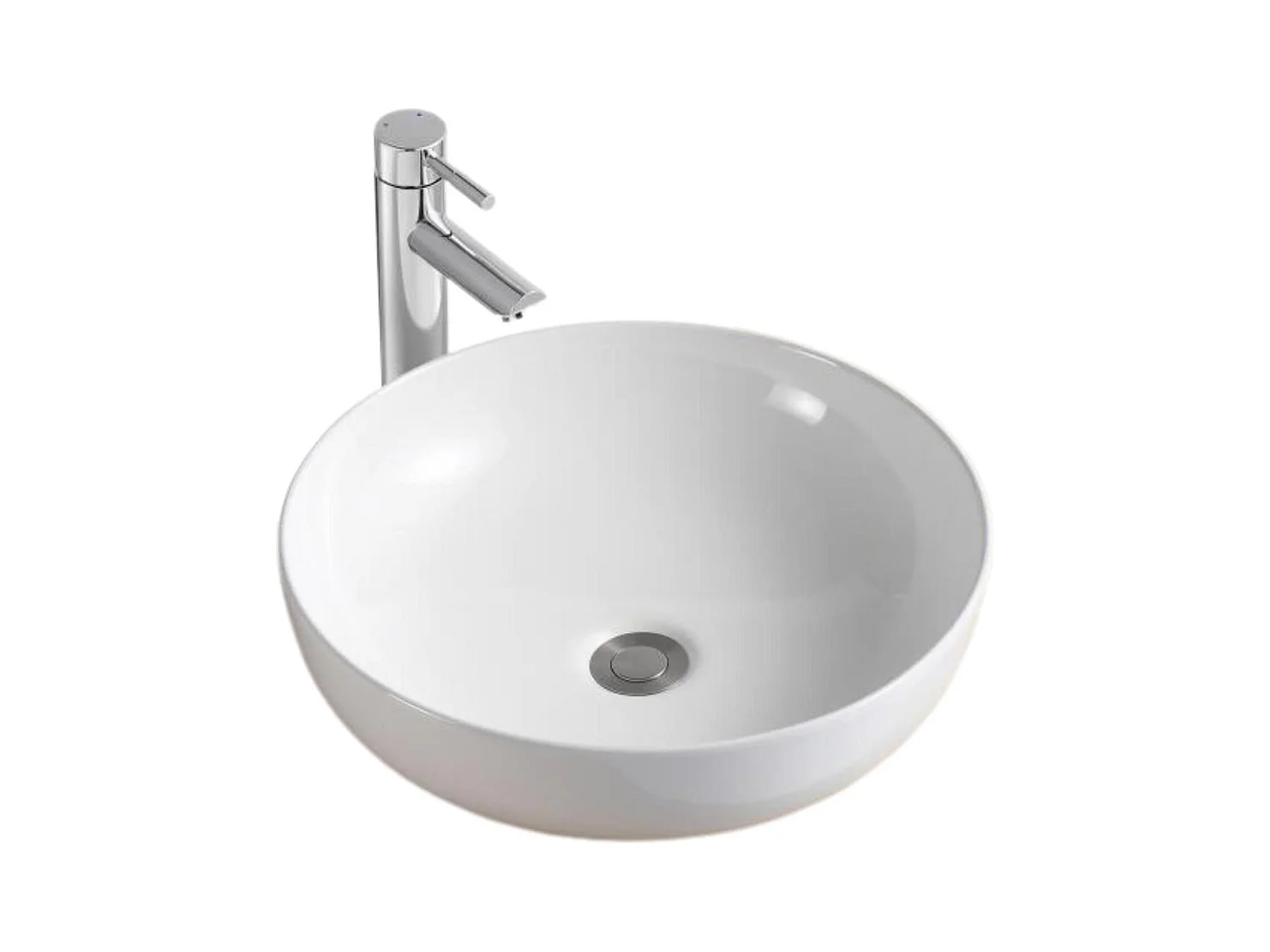 SACHA 42 cm rundes Aufsatzwaschbecken aus weißer Keramik