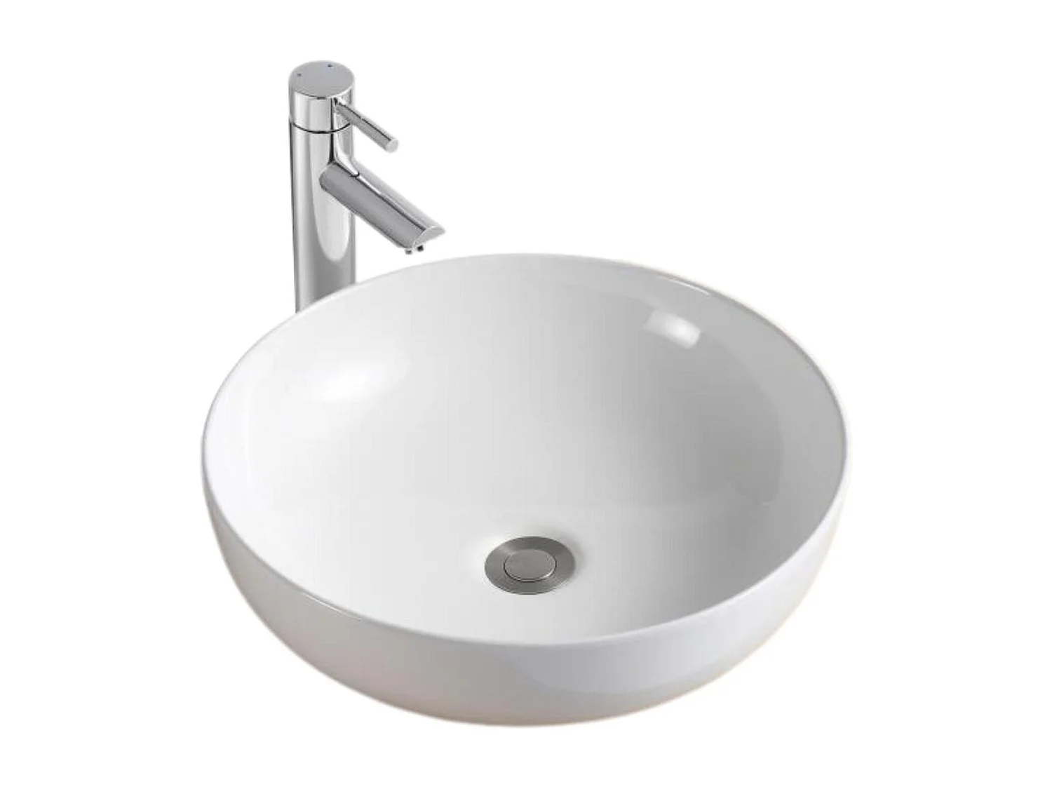 SACHA 42 cm rundes Aufsatzwaschbecken aus weißer Keramik