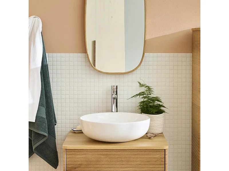 Umywalka nablatowa okrągła biała ceramiczna SACHA 42cm