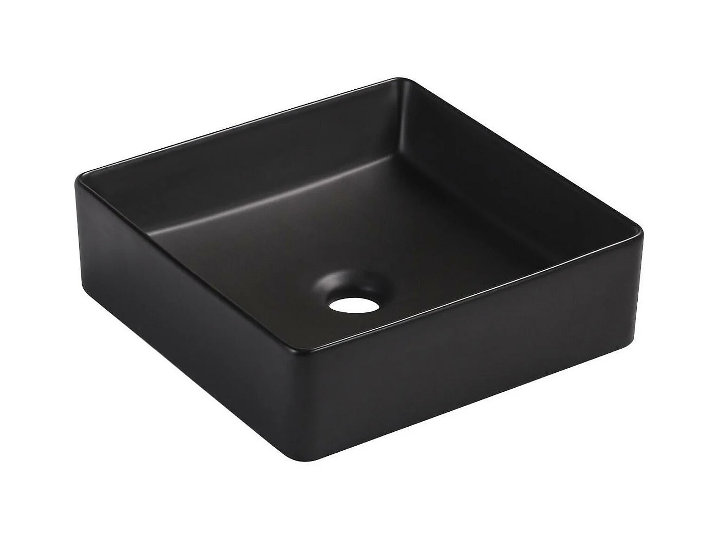 COMA 36,5 cm zwarte keramische vierkante opzetwastafel