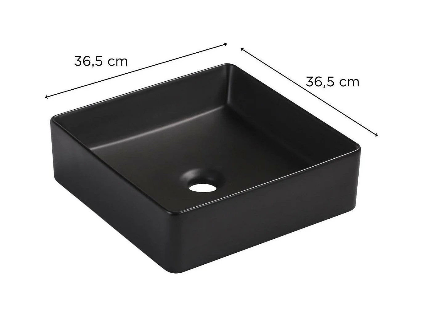 COMA 36,5 cm zwarte keramische vierkante opzetwastafel