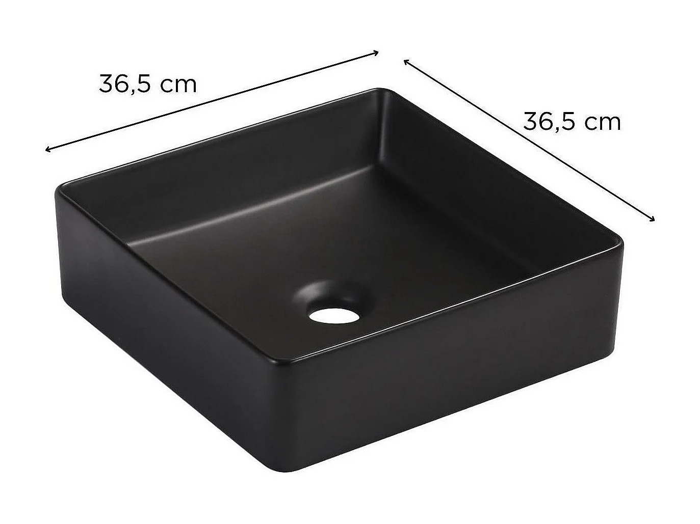 COMA 36,5 cm zwarte keramische vierkante opzetwastafel