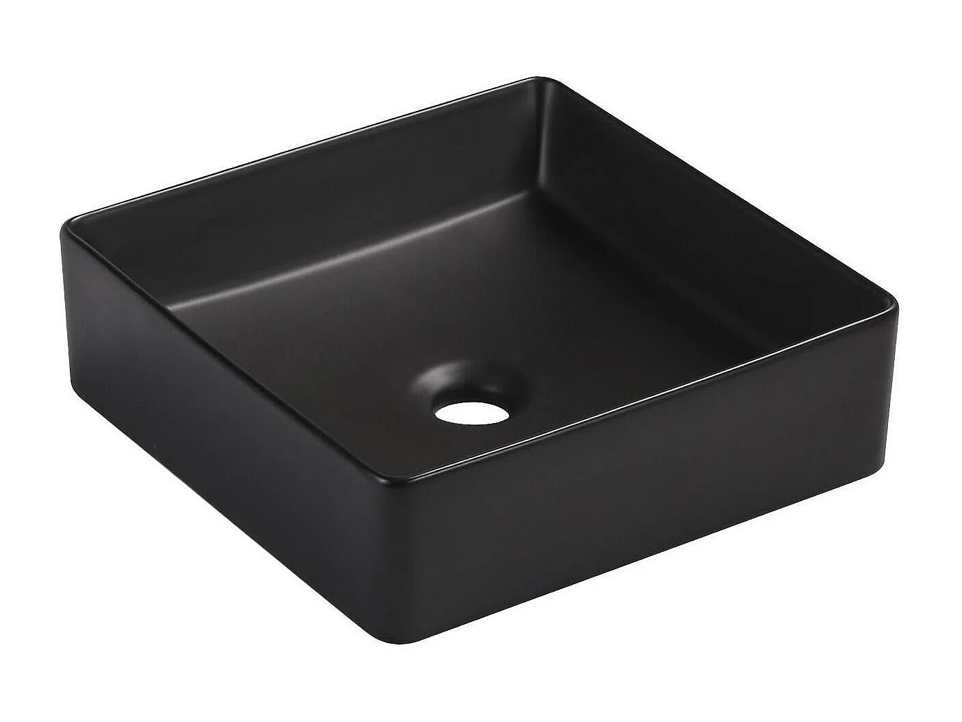 Vasque à poser carrée en céramique noire 36,5cm