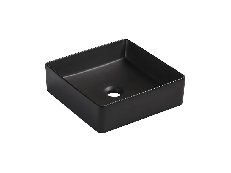 Lavabo sobre encimera de cerámica negra cuadrada COMA de 36,5 cm