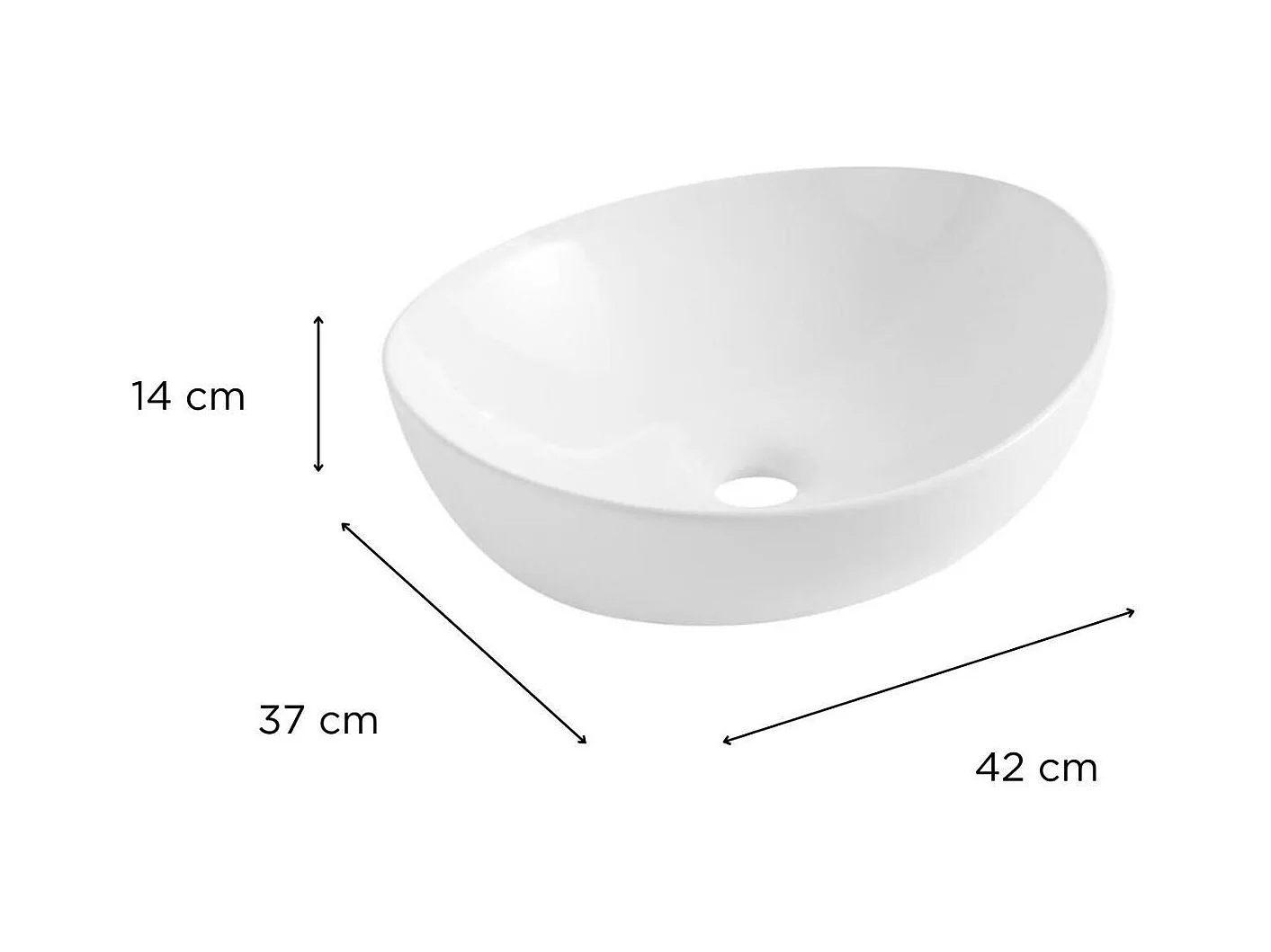 ANNA ovales Keramik-Aufsatzwaschbecken 42x37cm